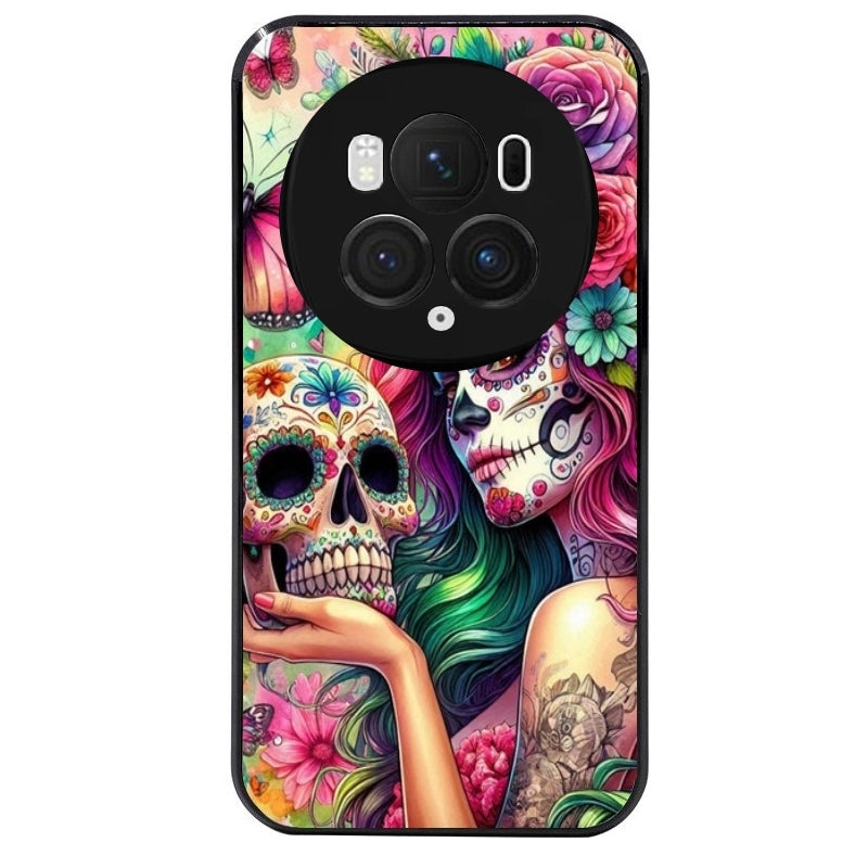 Coque noire taperso pour Magic 5 6 LITE et PRO avec motif tete de mort calavera skull protection antichoc personnalisée