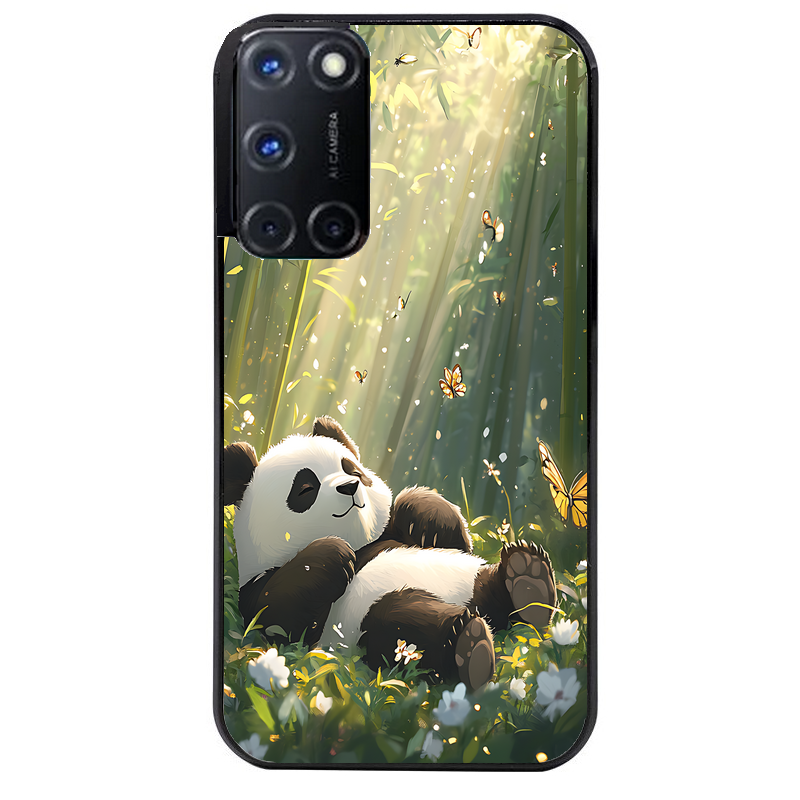 Coque noire taperso pour OPPO A72 4G avec motif panda bambou protection antichoc personnalisée