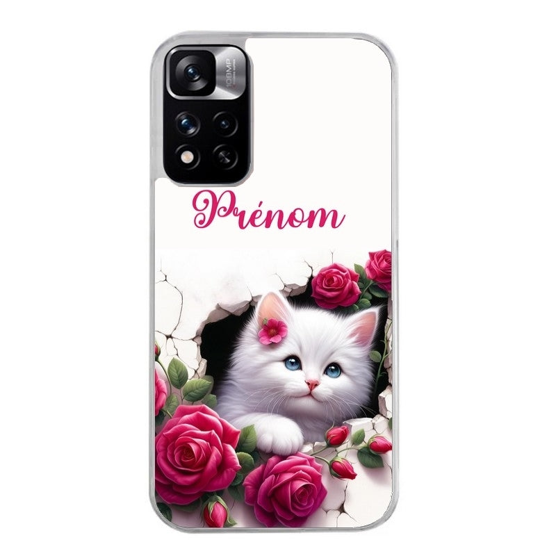 Coque taperso pour Redmi Note 12 4G 5G PRO 4G avec motif chat fleurs personnalisee protection antichoc personnalisée