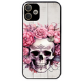 Coque noire taperso pour OPPO A5 PRO 4G et 5G avec motif tete de mort floral protection antichoc personnalisée