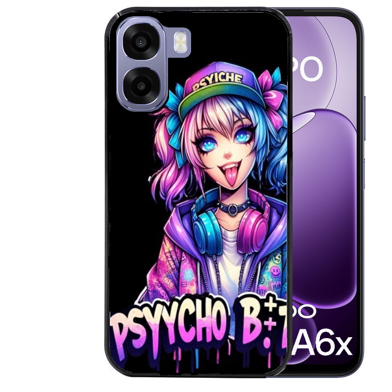 Coque noire taperso pour OPPO A6 A6X 4G et 5G avec motif anime manga et psycho protection antichoc personnalisée