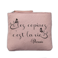Porte monnaie personnalisé motif copine vie rose clair en feutrine en feutrine