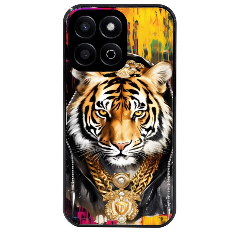 Coque noire taperso pour Honor X6B X5C X5C PLUS avec motif tigre style hip hop protection antichoc personnalisée