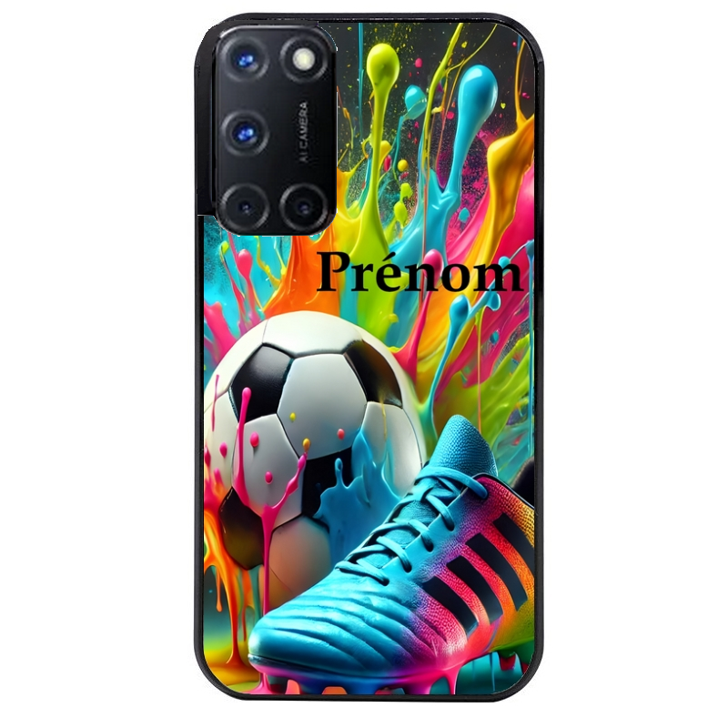 Coque noire taperso pour OPPO Reno 8 LITE avec motif foot color personnalisee protection antichoc personnalisée
