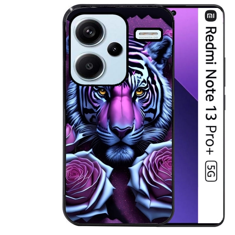 Coque noire taperso pour Redmi Note 13 PRO PLUS 5G avec motif tigre uv style manga protection antichoc personnalisée