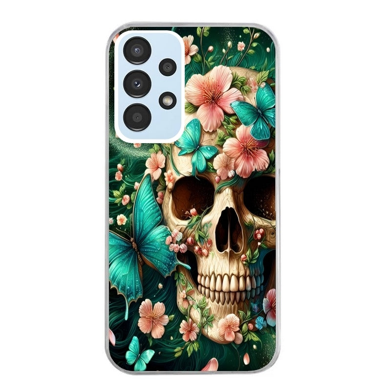 Coque taperso pour Galaxy A13 4G et 5G A23 A53 avec motif tete de mort skull printemps protection antichoc personnalisée