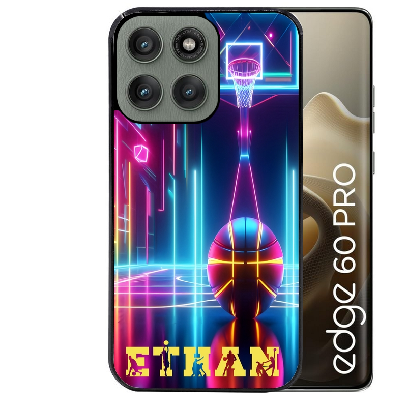 Coque noire taperso pour Moto Edge 60 et Neo Fusion Pro avec motif basket electro personnalisee protection antichoc personnalisée
