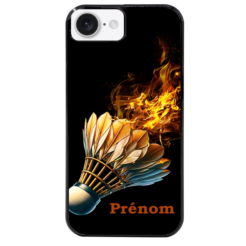 Coque noire taperso pour Iphone 17 17E AIR MAX PRO avec motif badminton flamme personnalise protection antichoc personnalisée