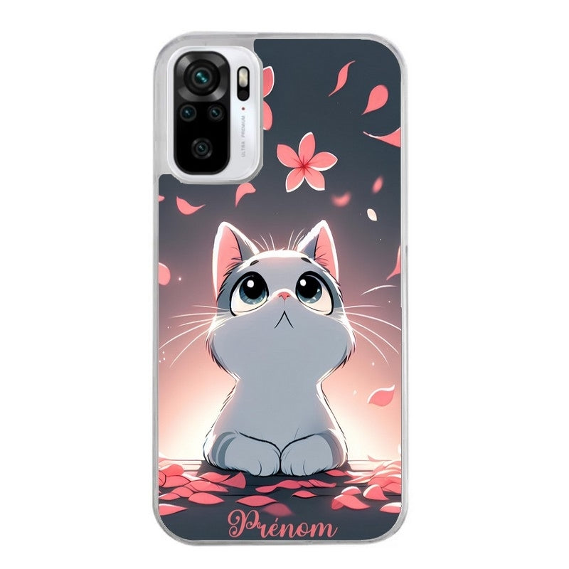 Coque taperso pour Redmi Note 10 4G 5G PRO 10S avec motif chat anime avec votre prenom protection antichoc personnalisée