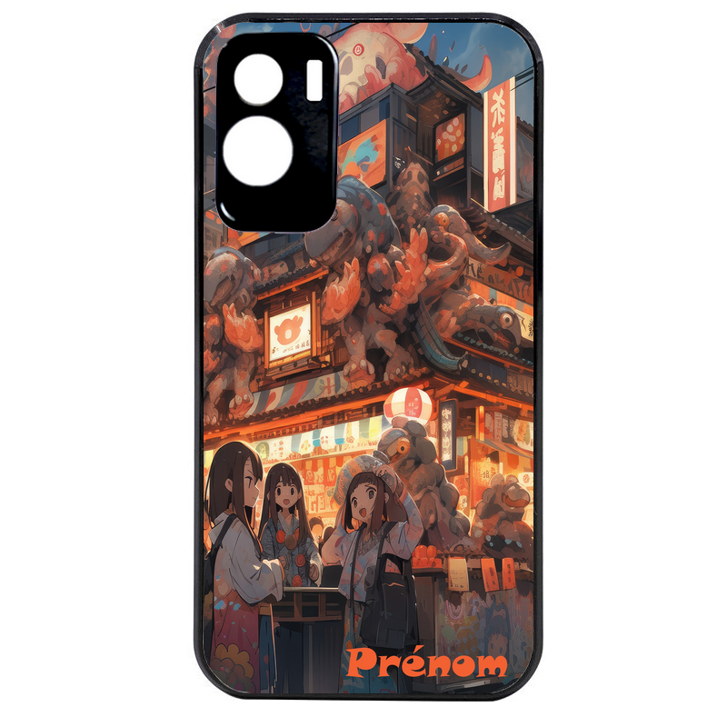 Coque noire taperso pour Honor 70 LITE 90 et LITE avec motif anime street japan personnalise protection antichoc personnalisée