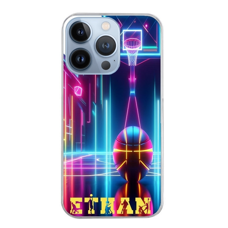 Coque taperso pour Iphone 13 et PRO MINI PRO MAX avec motif basket electro personnalisee protection antichoc personnalisée