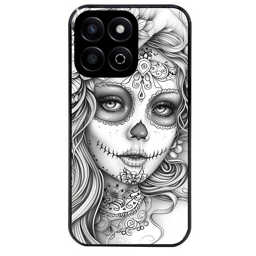 Coque noire taperso pour Honor X6B X5C X5C PLUS avec motif mort calavera tatoo protection antichoc personnalisée