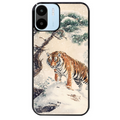 Coque noire taperso pour Redmi A1 et A2 avec motif tigre bonzai protection antichoc personnalisée