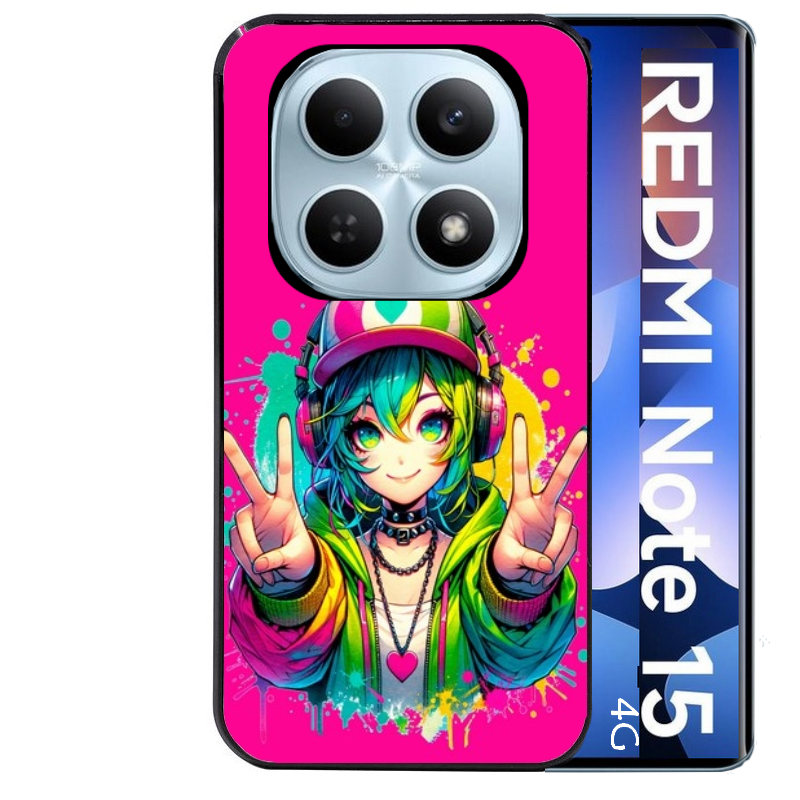 Coque noire taperso pour Redmi Note 15 et PRO PLUS 4G 5G avec motif anime manga et tag protection antichoc personnalisée