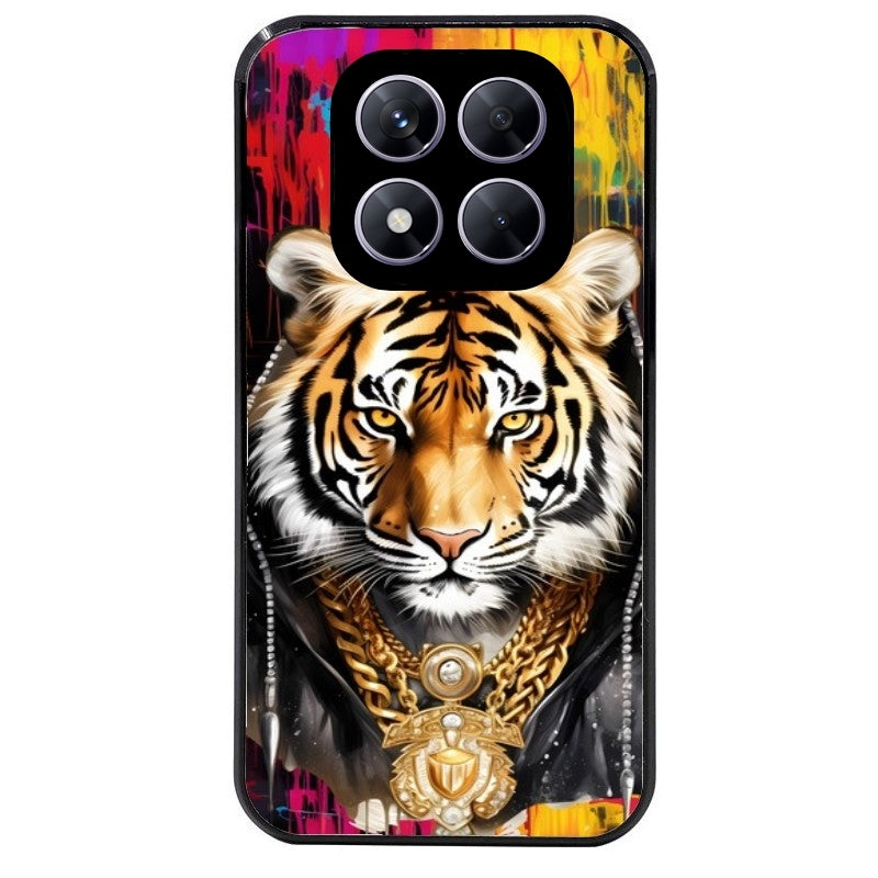 Coque noire taperso pour Redmi Note 14 et PRO PLUS 4G 5G avec motif tigre style hip hop protection antichoc personnalisée
