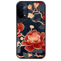 Coque noire taperso pour OPPO A54 et A74 5G avec motif fleur japan protection antichoc personnalisée