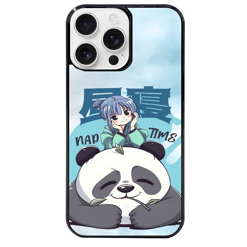 Coque noire taperso pour Iphone 16 16E PLUS MAX PRO avec motif panda anime protection antichoc personnalisée