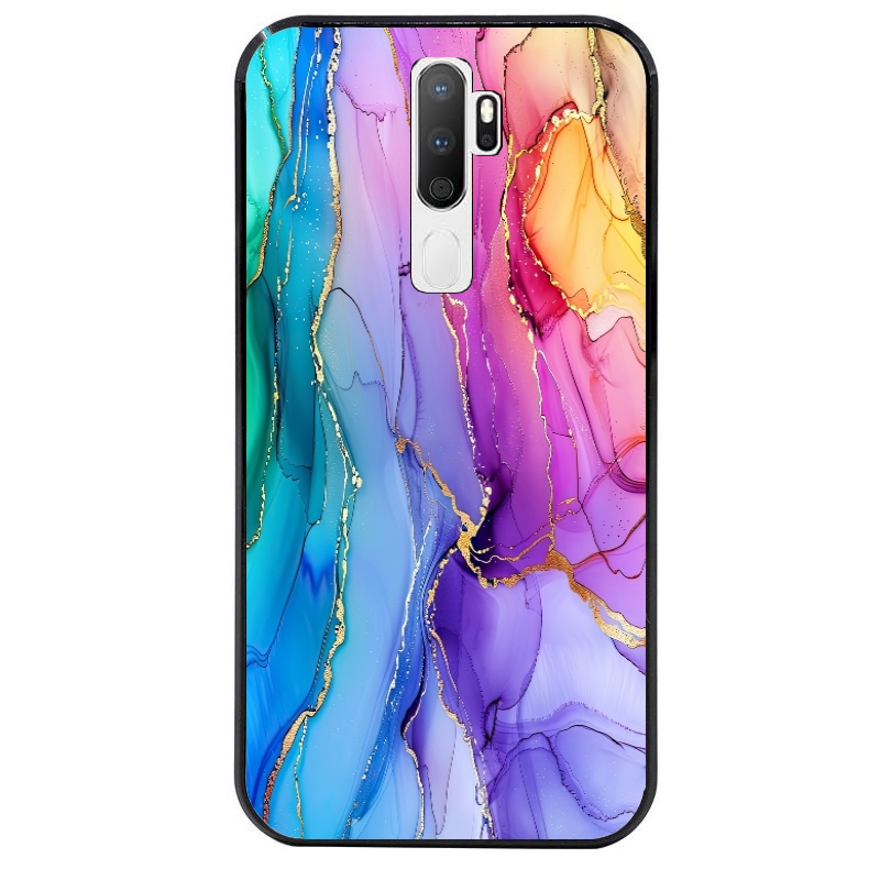Coque noire taperso pour OPPO A5 A9 2020 avec motif marbre tie dye protection antichoc personnalisée