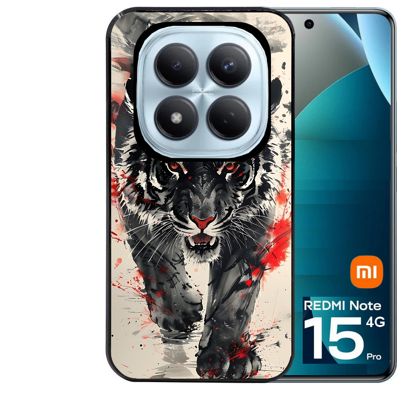 Coque noire taperso pour Redmi Note 15 et PRO PLUS 4G 5G avec motif tigre japan protection antichoc personnalisée