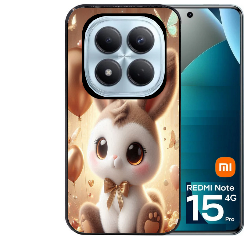 Coque noire taperso pour Redmi Note 15 et PRO PLUS 4G 5G avec motif lapin ballon protection antichoc personnalisée