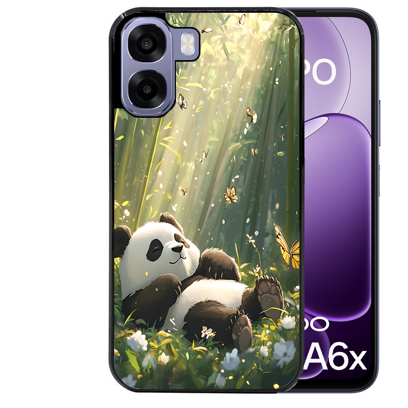 Coque noire taperso pour OPPO A6 A6X 4G et 5G avec motif panda bambou protection antichoc personnalisée