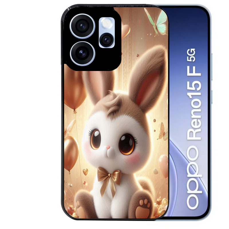 Coque noire taperso pour OPPO Reno 15 et F FS 5G avec motif lapin ballon protection antichoc personnalisée
