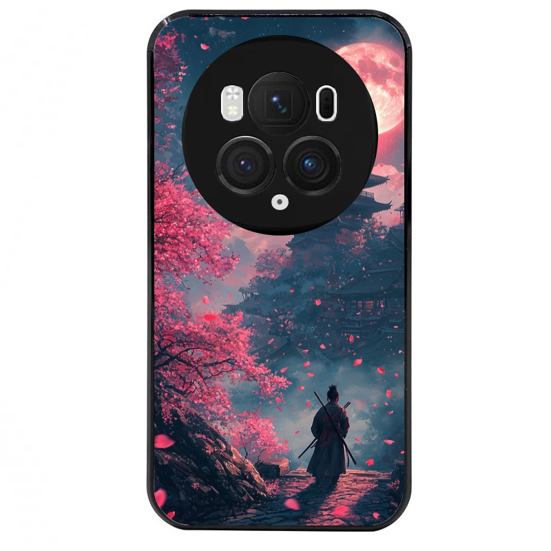 Coque noire taperso pour Magic 5 6 LITE et PRO avec motif samourai cerisier protection antichoc personnalisée