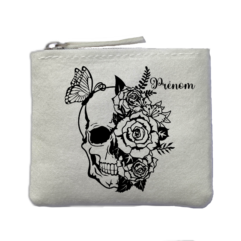 Chaussettes personnalisée paillettes rose motif tëte de mort fleur