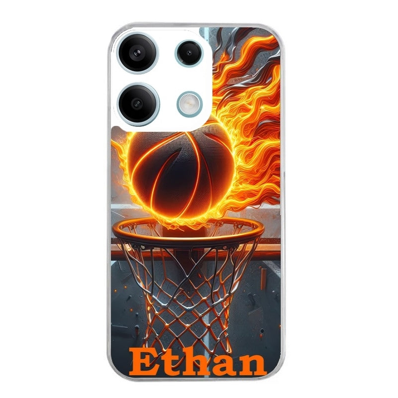 Coque taperso pour POCO X6 5G avec motif basket flamme personnalisee protection antichoc personnalisée