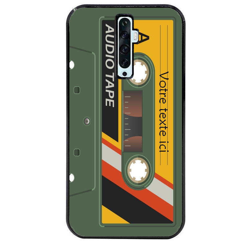 Coque noire taperso pour OPPO Reno 2 et 2Z personnalisable avec motif cassette kaki protection antichoc personnalisée