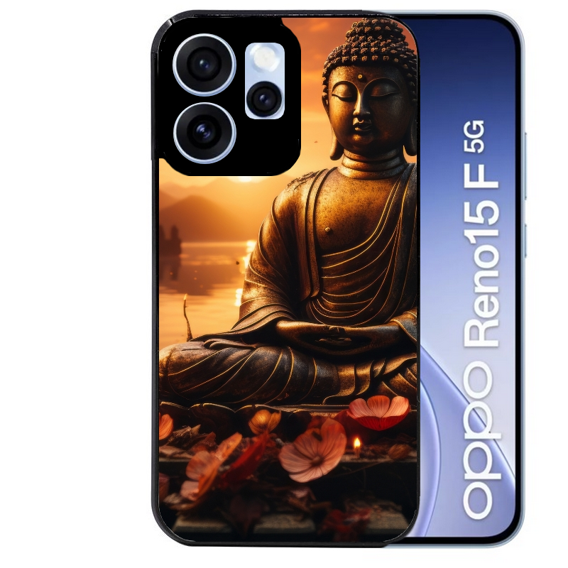 Coque noire taperso pour OPPO Reno 15 et F FS 5G avec motif bouddha et soleil protection antichoc personnalisée