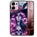 Coque noire taperso pour OPPO A6 PRO 4G et 5G avec motif tete de mort calavera et corbeau protection antichoc personnalisée
