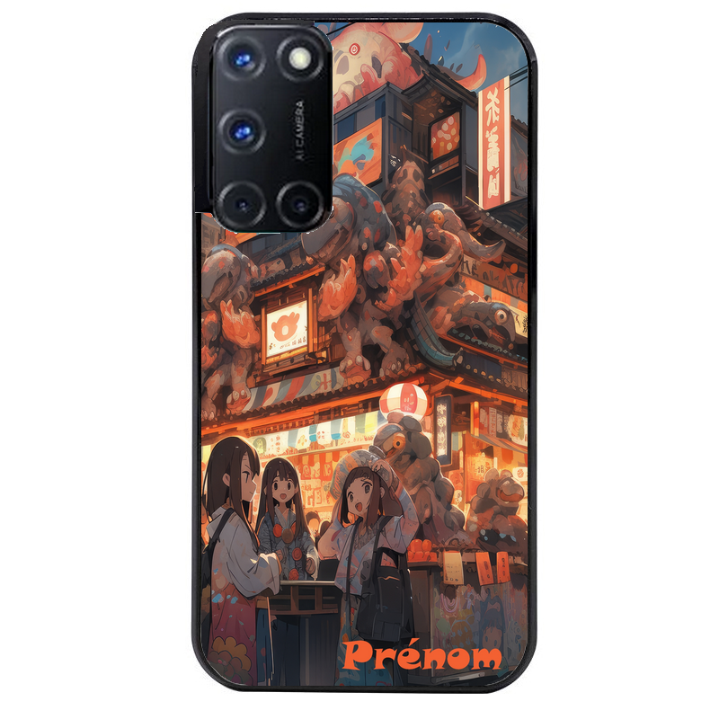 Coque noire taperso pour OPPO A72 4G avec motif anime street japan personnalise protection antichoc personnalisée