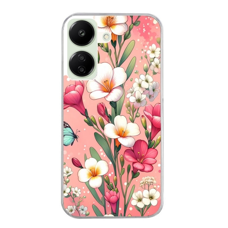 Coque taperso pour POCO C65 4G avec motif fleur rose protection antichoc personnalisée