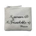 Porte monnaie personnalisé nounou formidable ivoire en feutrine en feutrine ivoire