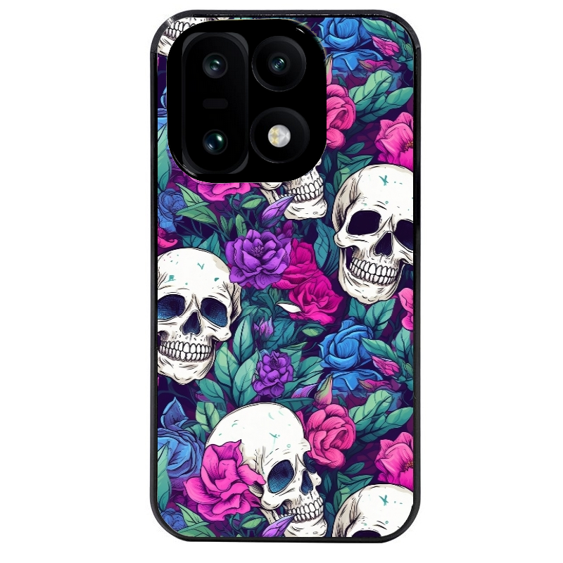 Coque noire taperso pour OnePlus 15 avec motif tete de mort violet protection antichoc personnalisée