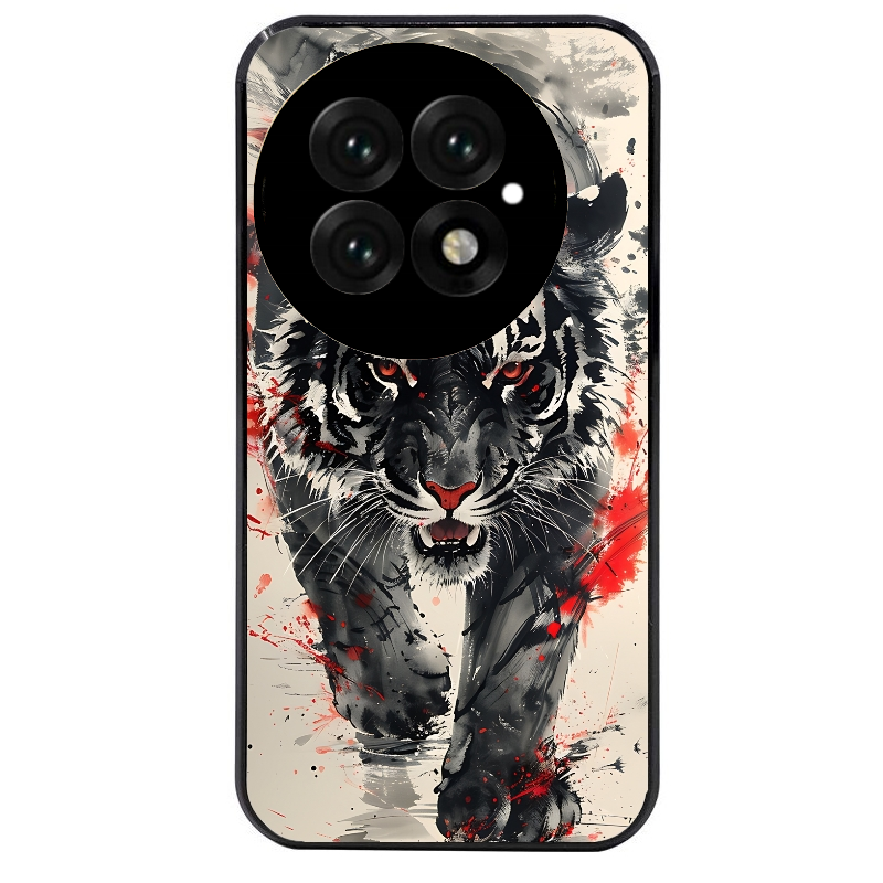 Coque noire taperso pour OnePlus 13 avec motif tigre japan protection antichoc personnalisée