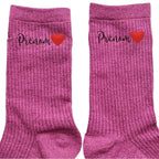 Chaussettes personnalisée paillettes rose avec votre prénom coeur