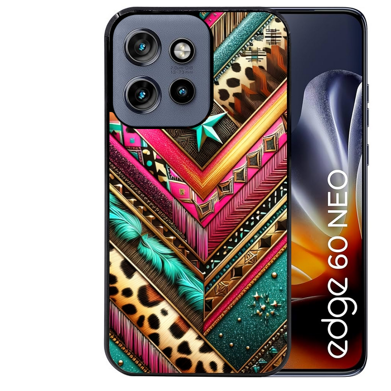 Coque noire taperso pour Moto Edge 60 et Neo Fusion Pro avec motif chevron texas protection antichoc personnalisée