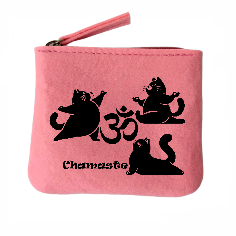 Porte monnaie chat namaste en feutrine en feutrine