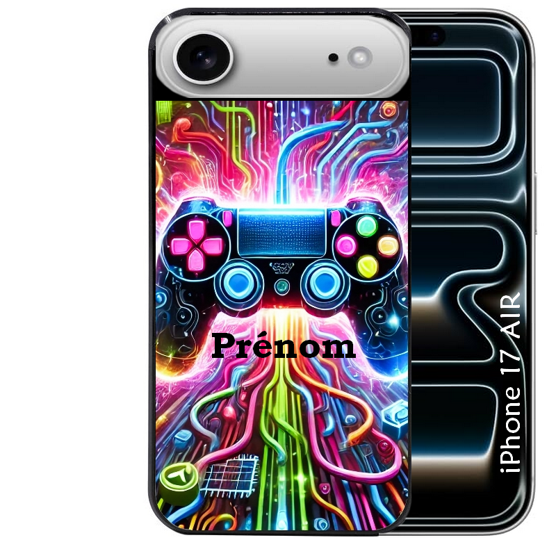 Coque noire taperso pour Iphone 17 17E AIR MAX PRO avec motif gamer electro personnalisee protection antichoc personnalisée