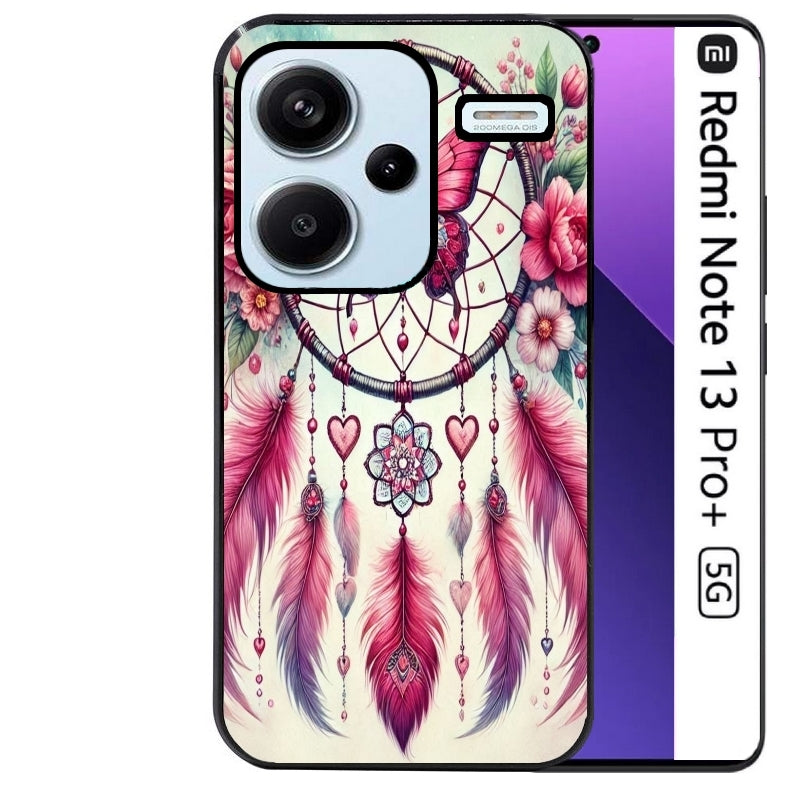 Coque noire taperso pour Redmi Note 13 PRO PLUS 5G avec motif dreamcatcher et papillon protection antichoc personnalisée