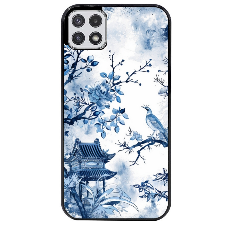 Coque noire taperso pour galaxy A22 A32 A52 A52S 4G 5G  avec motif japan art protection antichoc personnalisée
