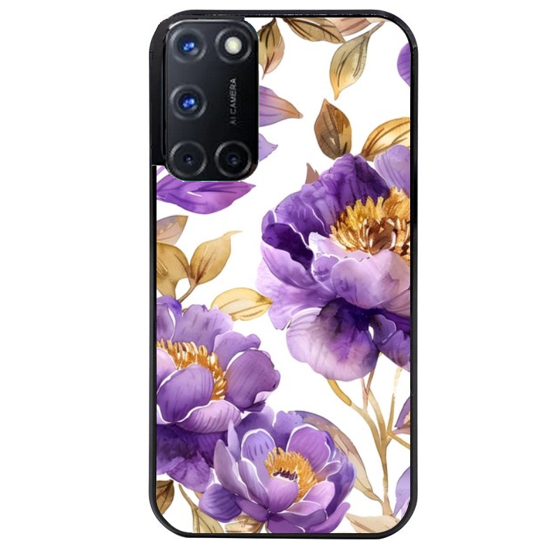 Coque noire taperso pour OPPO Reno 8 LITE avec motif fleur pivoine protection antichoc personnalisée