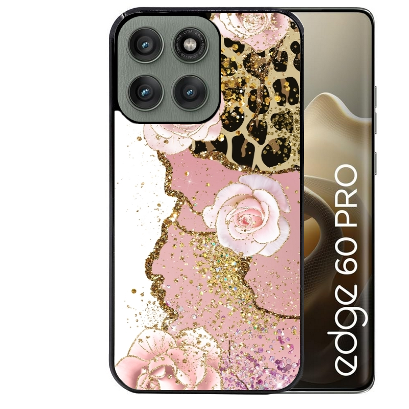 Coque noire taperso pour Moto Edge 60 et Neo Fusion Pro avec motif marbre fleur leopard protection antichoc personnalisée