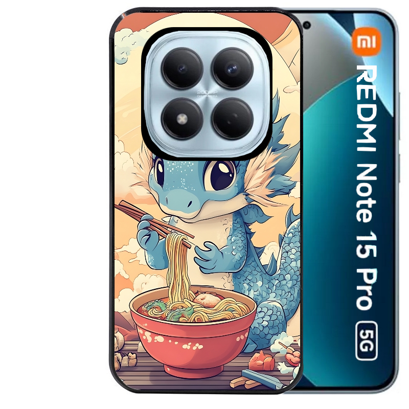 Coque noire taperso pour Redmi Note 15 et PRO PLUS 4G 5G avec motif dragon ramen 2 protection antichoc personnalisée