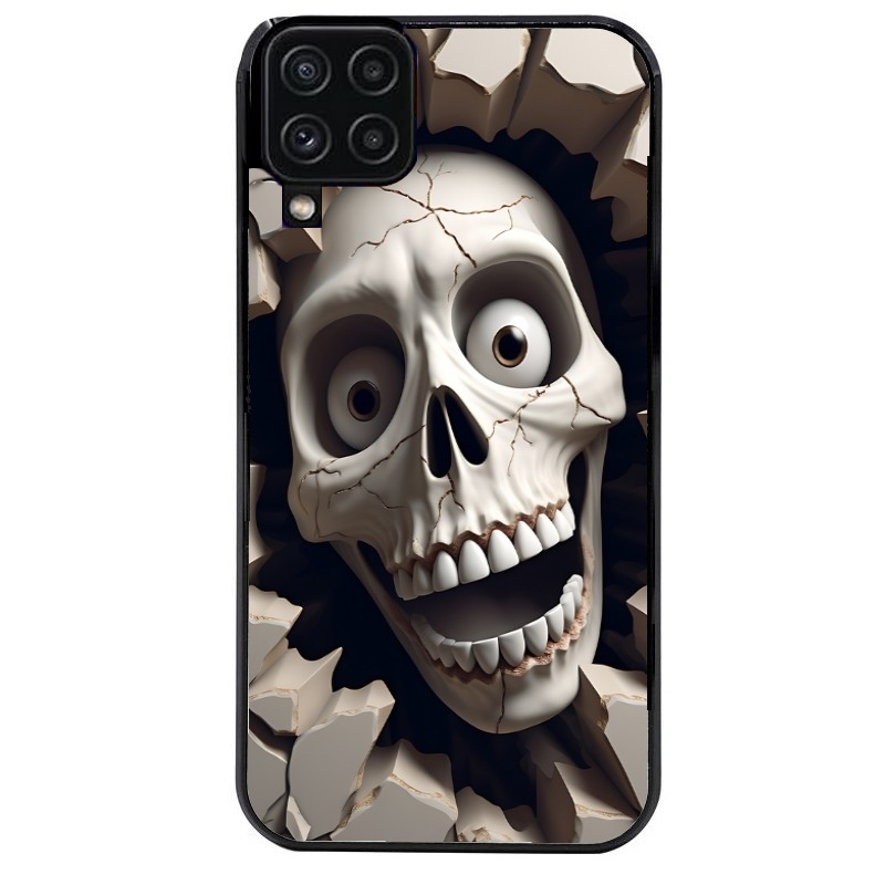 Coque noire taperso pour galaxy A22 A32 A52 A52S 4G 5G  avec motif tete de mort smile protection antichoc personnalisée
