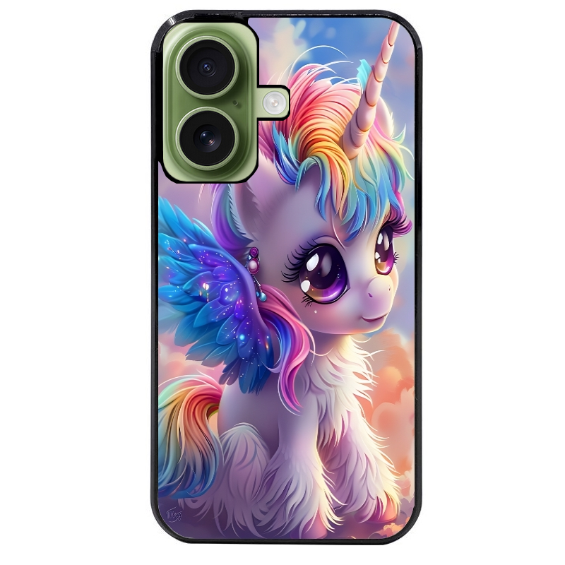 Coque noire taperso pour Iphone 17 17E AIR MAX PRO avec motif licorne style anime protection antichoc personnalisée
