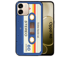 Coque noire taperso pour OPPO A6 A6X 4G et 5G personnalisable avec motif cassette bleu protection antichoc personnalisée