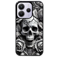 Coque noire taperso pour Redmi Note 14 et PRO PLUS 4G 5G avec motif tete de mort fleur protection antichoc personnalisée